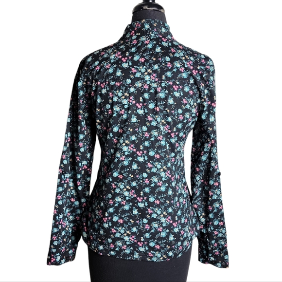 Miley Cyrus & Max Azria button down flora v neck top size medium - Picture 2 of 6
